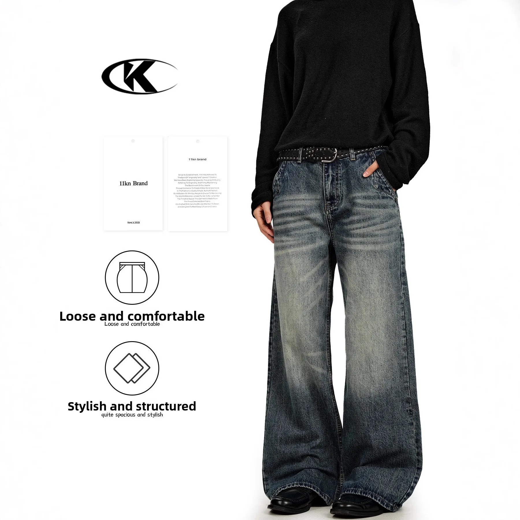 

Американские свободные джинсы унисекс с широкими штанинами, винтажные, прямые, из денима, хлопковые