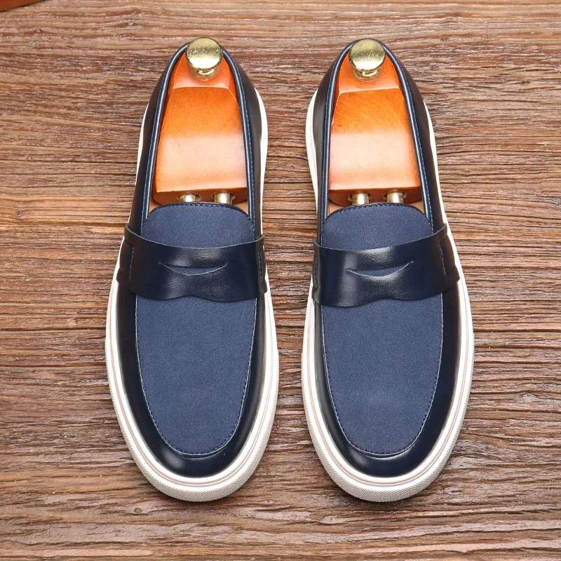 Luxe Heren Casual Slip-On Lederen Schoenen Heren Klassieke Britse Stijl Penny Loafers Heren Outdoor Mocassins Rijden Flats