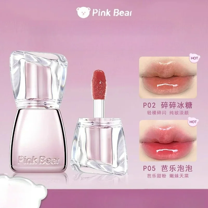 Pinkbear Water Mirror Light Lip Glaze Niet gemakkelijk te plakken om te beker Vervagende Moisturizer Mollige Lippen Make-up