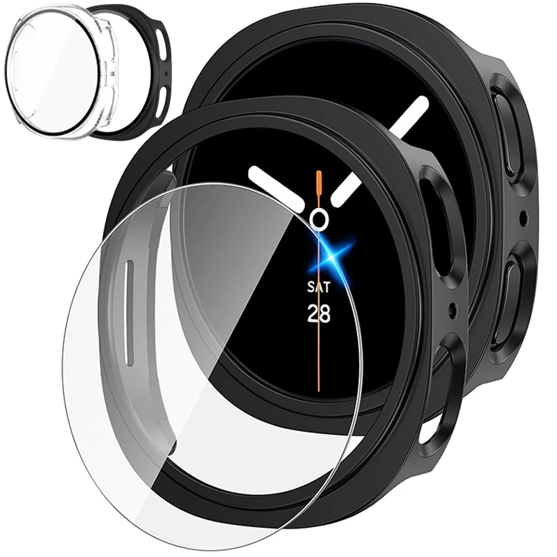 

2 в 1 закаленное стекло + чехол для Samsung Galaxy Watch 8 40 мм 44 мм водонепроницаемая защитная пленка для экрана с защитой от царапин