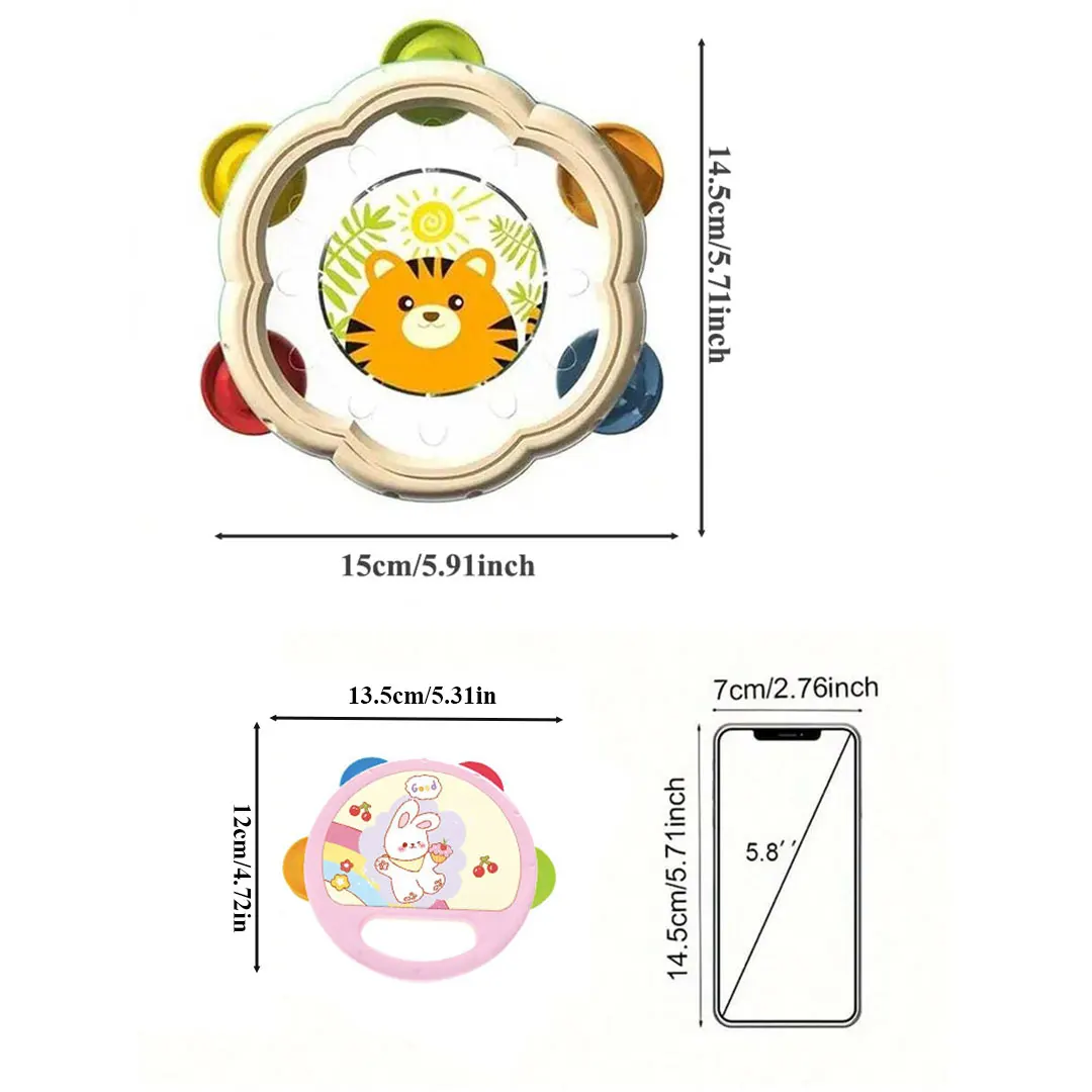 2/1PCS Musical Instruments Baby 0 12 Months Toys Montessori Music Drum Rattle Kids Early Educational Play  Game for Boy Girl