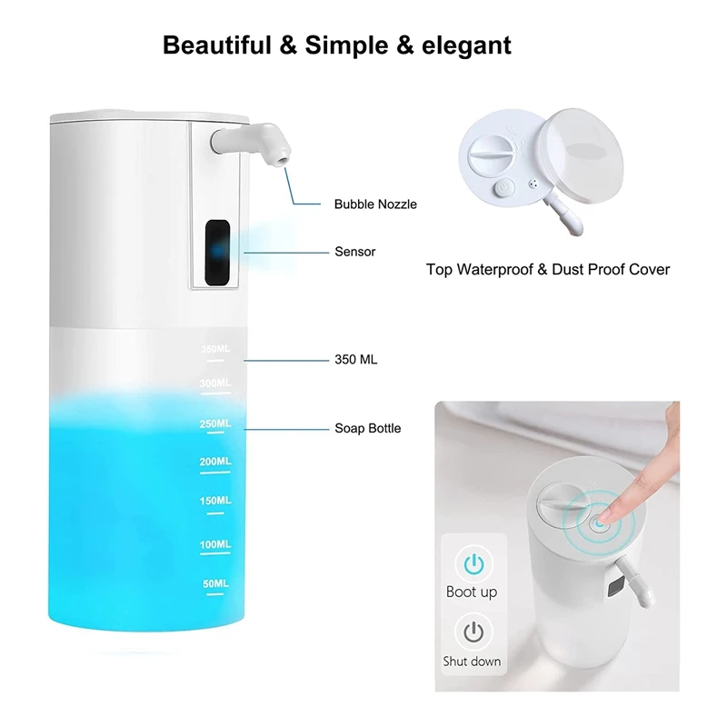 Dispenser di sapone, Dispenser di sapone schiumogeno senza contatto con sensore a infrarossi, Dispenser di sapone in schiuma impermeabile per il bagno
