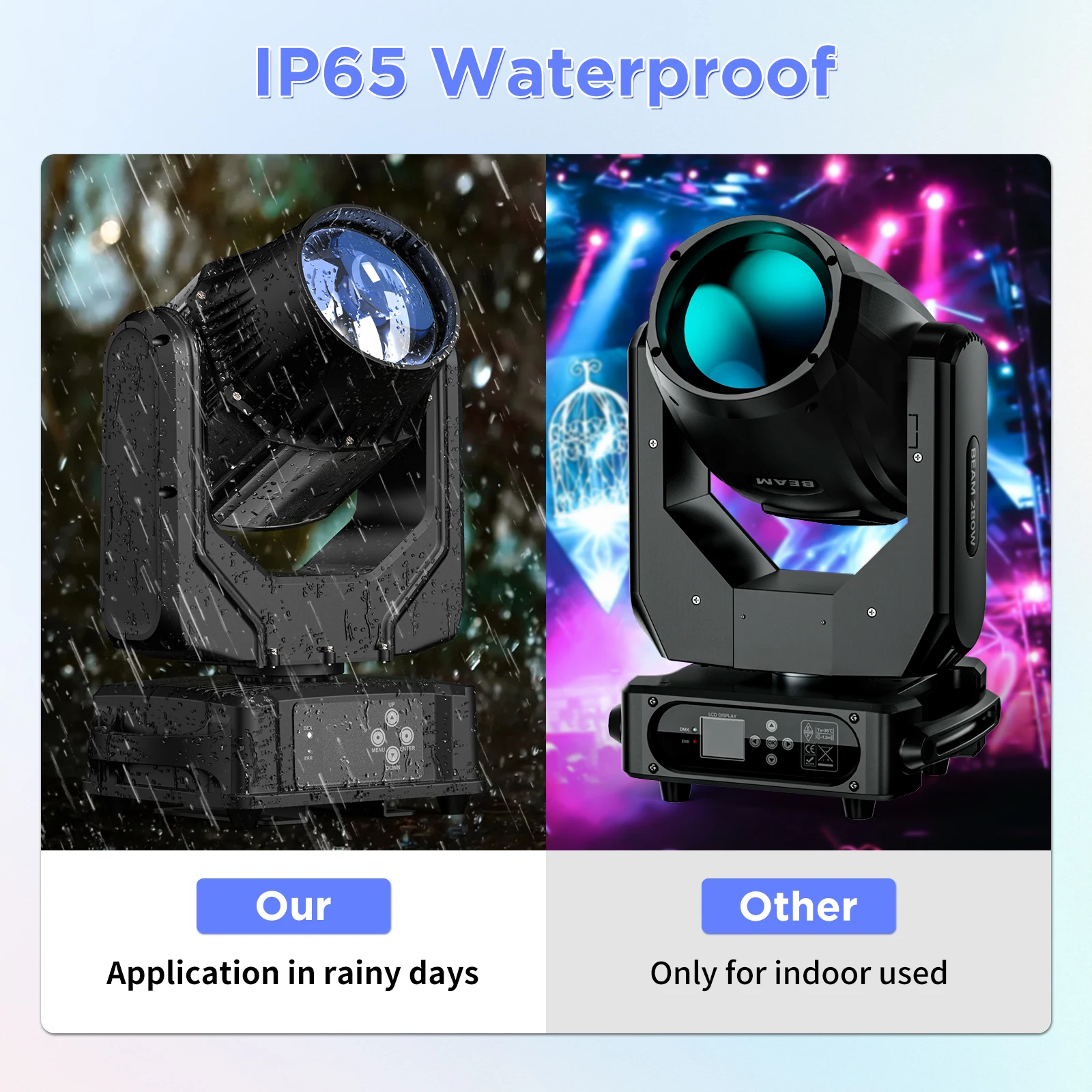 250W LED Moving Head Light Beam Waterproof Stage Effect Lighting Projector DMX512 for Disco Party Concert Church Wedding Theater