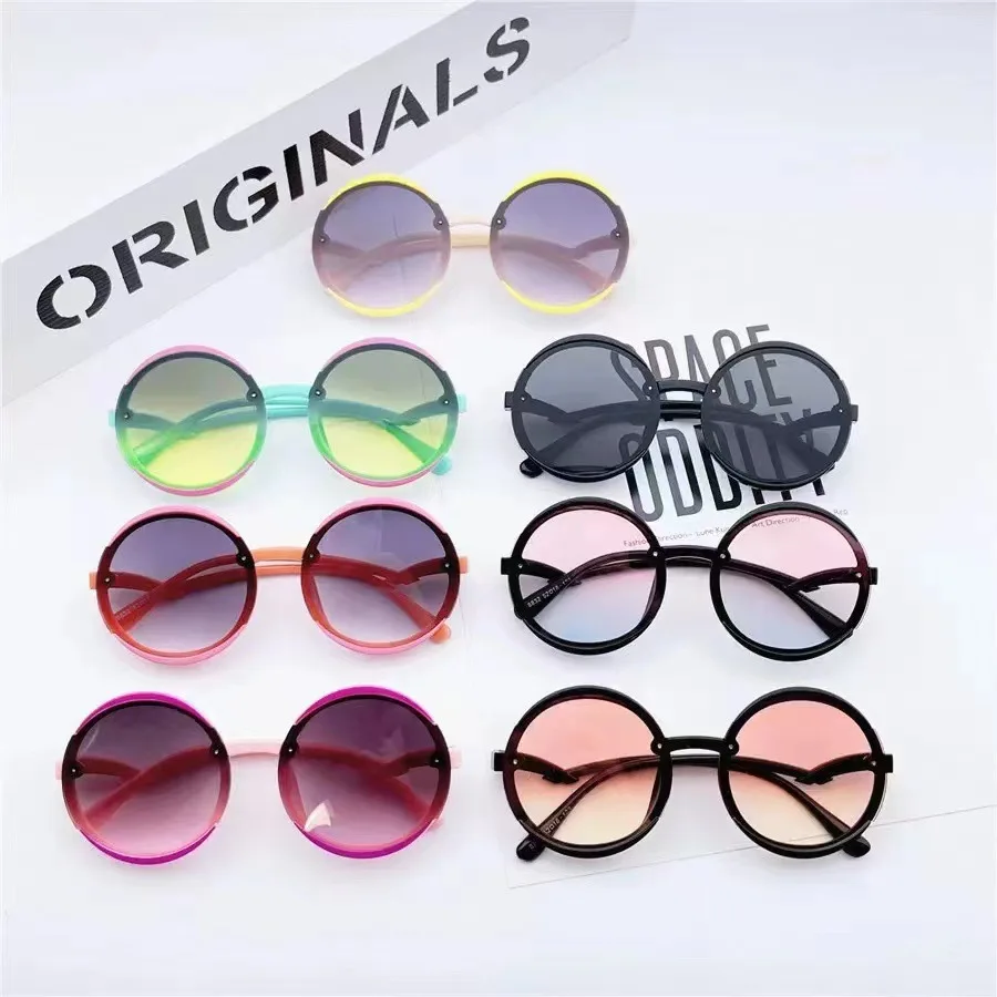 Cute Color Block Round Kids Sunglasses, Lightweight Comfortable, Uv400 Protection Baby Sunglasses 8832