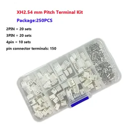 XH2.54mm 2P 3P 4P PitchTerminal Kit Housing JST connector Pin Header Connector Wire Connectors Adaptor XH Kits  250PCS