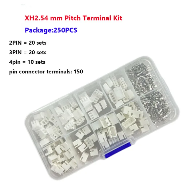 XH2.54mm 2P 3P 4P PitchTerminal Kit obudowa złącze JST do złącz stykowych złącza przewodów adapter XH zestawy 250 sztuk