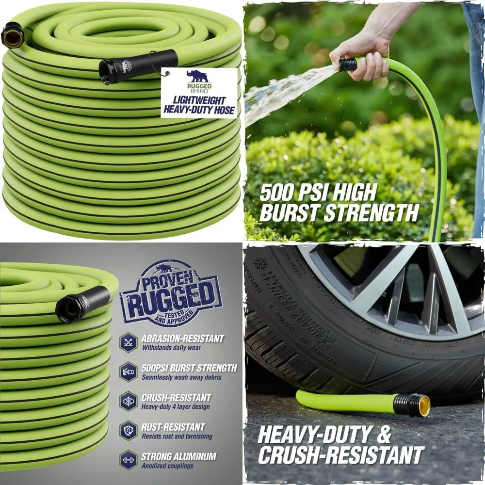 

Гибкий легкий садовый шланг длиной 100 футов, диаметр 5/8 дюйма, 4-слойный герметичный, инструменты для сада и полива на открытом воздухе