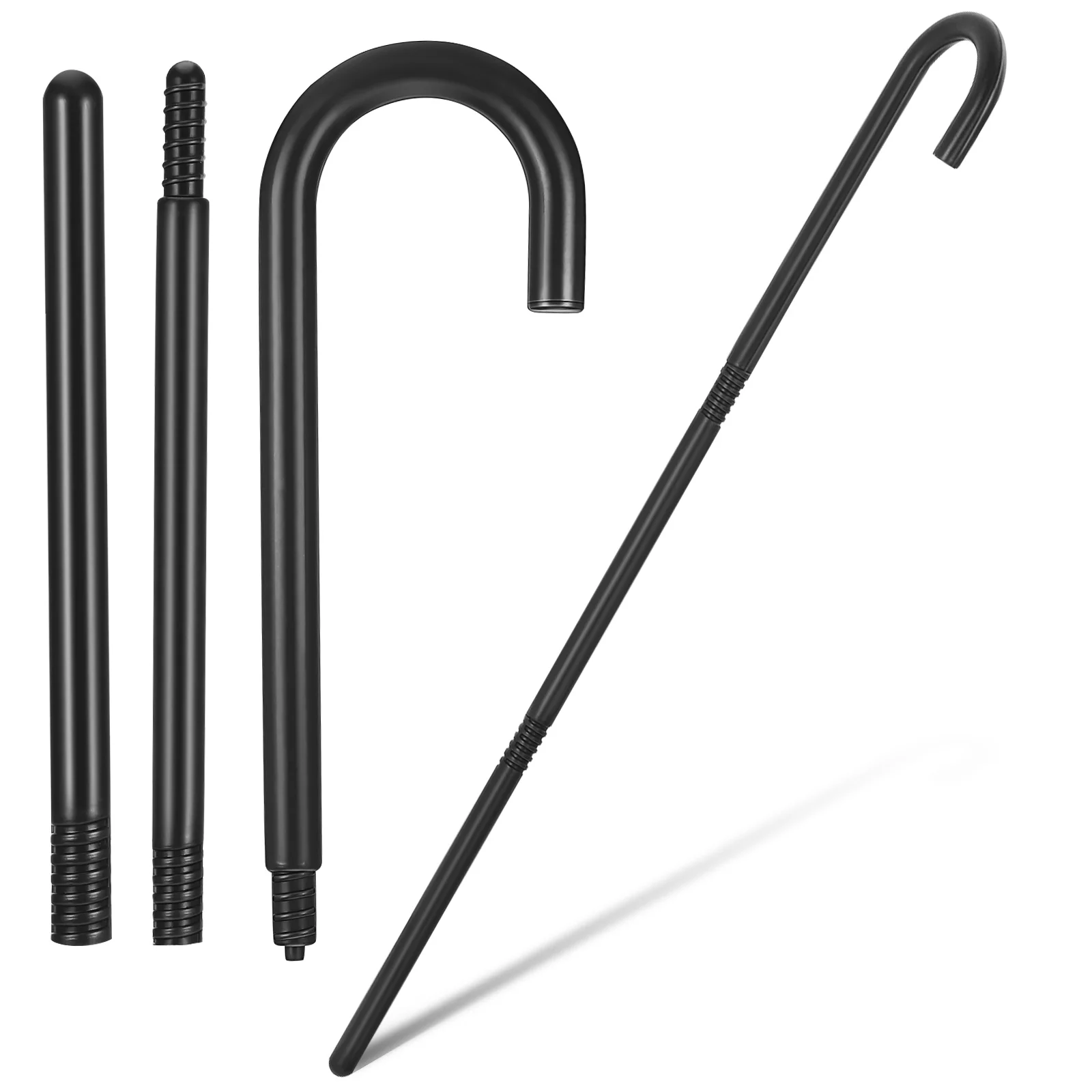 

2 Sets Cane Translator Crutches Prop Party Supply Kids Play Sugar Magician Black Staff