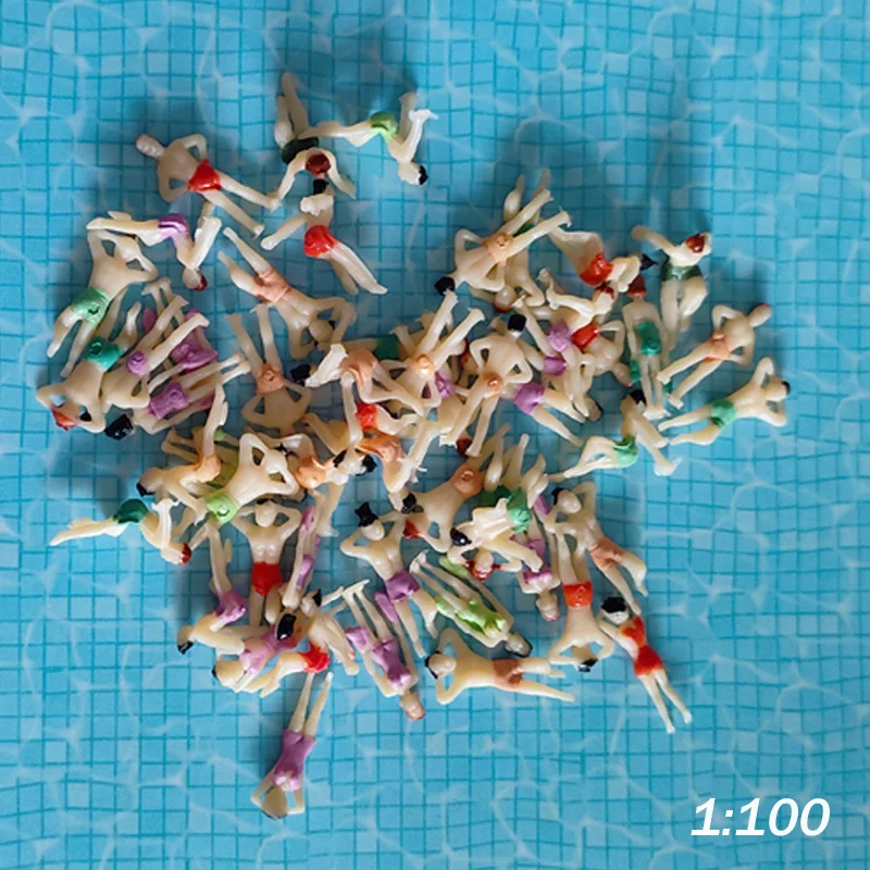 Kits de modèles 1:150 1:100, Mini personnes de natation, Micro scène, matériaux de personnages, accessoires de Diorama de paysage, 20 pièces/lot