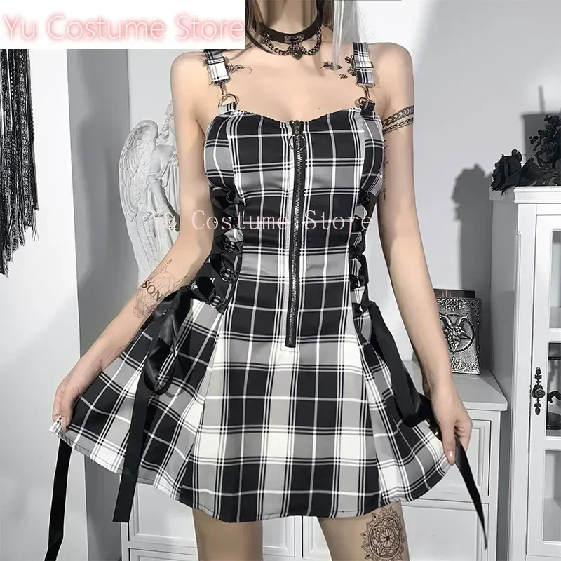 

Yu Costume Spice Girl temperament slim plaid dress fashion casual sexy zipper design sense of short skirt women 2025