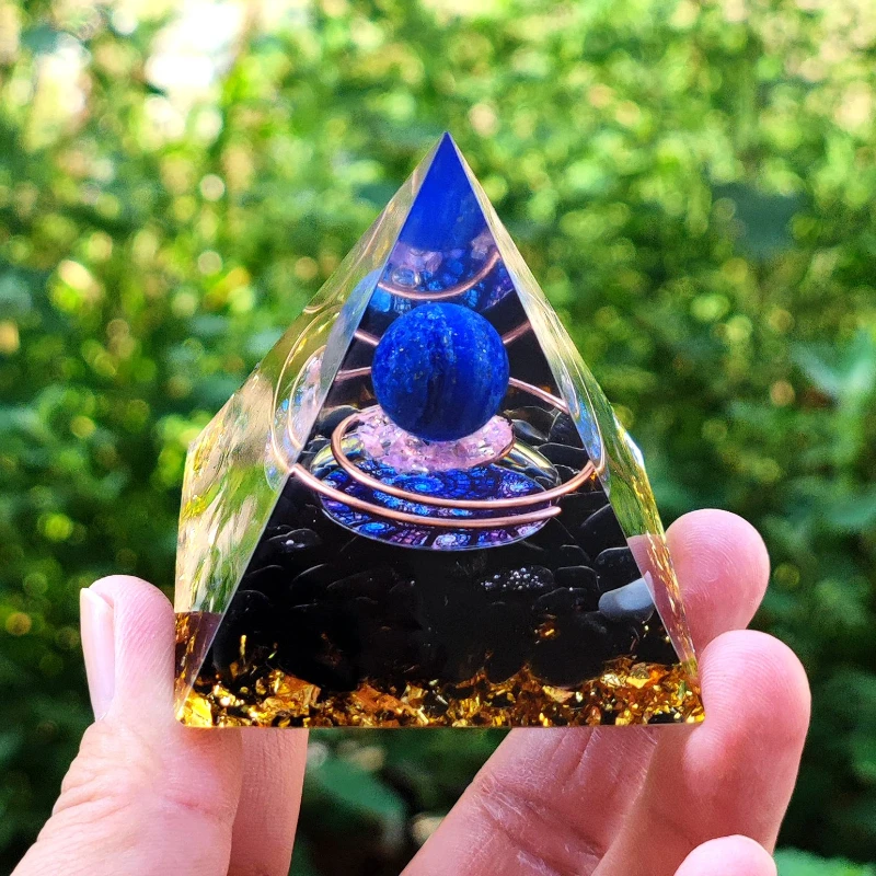 Crystals Stone Orgone Pyramid Energy Generator Natural Amethyst Peridot Reiki Chakra Meditation Tool Room Decor Christmas Gifts