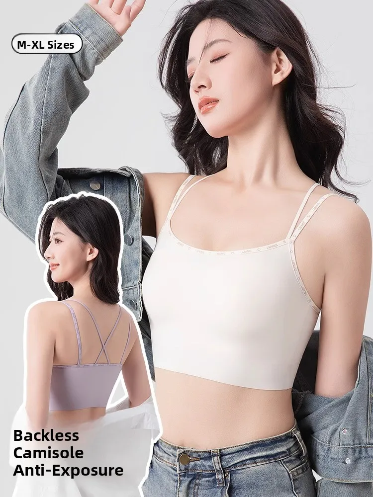 VictoriaIA Damen-Sommer-BH mit dünnen Trägern, integriertes Design, Outdoor-Bekleidung, Nylongewebe, normale Länge, reine Farbe, Innenbekleidung