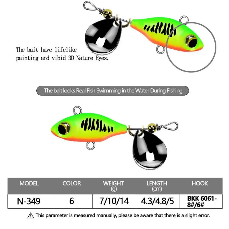 Fishing Lures Wobble Rotating Metal Vib Vibration Bait Fishing 7/10/14g Hard Baits Spinner Spoon Lure Pesca Fishing Tackle