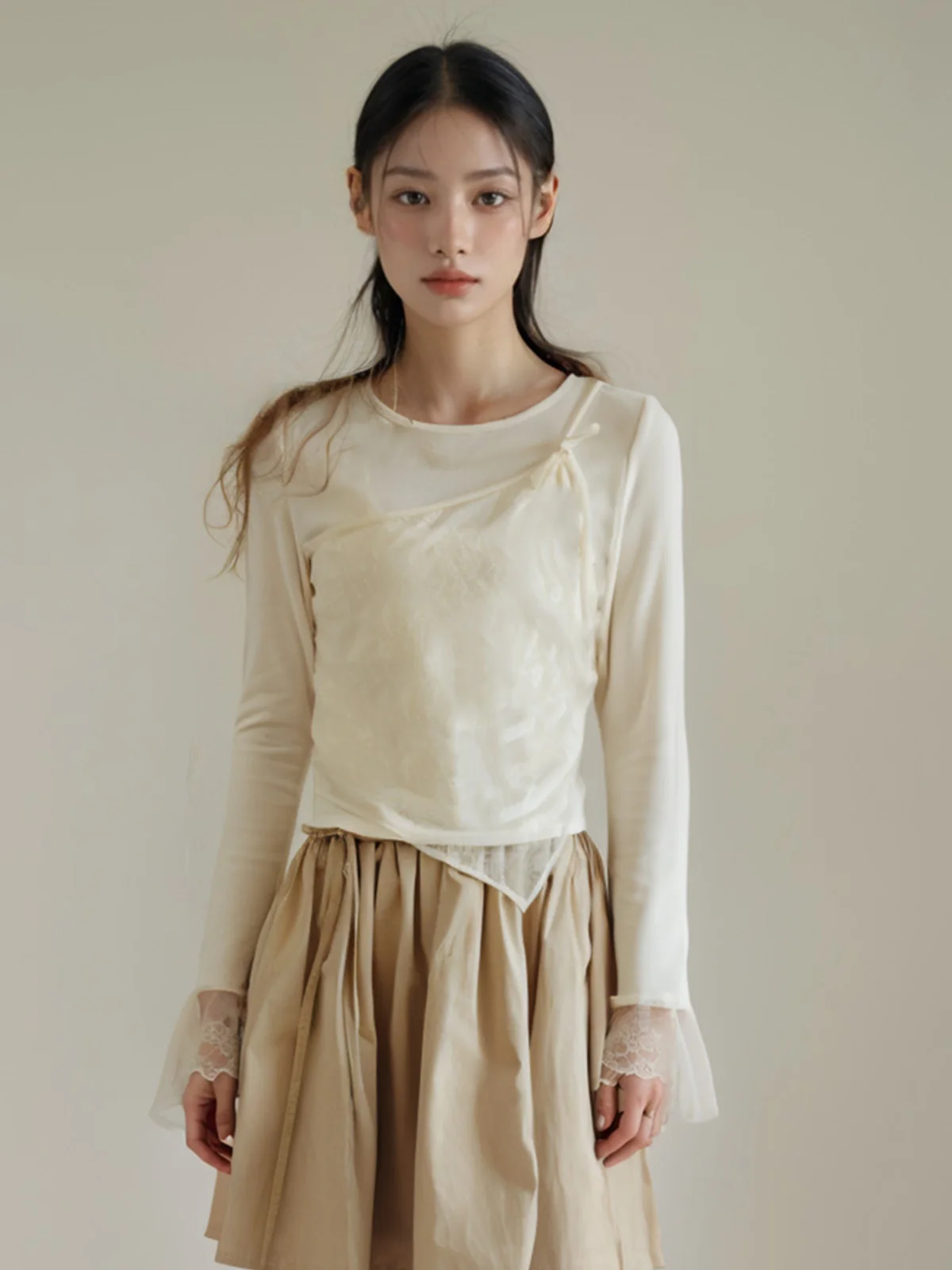 

Sweet Sle Long Sve кружевная круглая футболка Ne женская облегающая футболка Base irt Top Design осеннее новое поступление цельный предмет