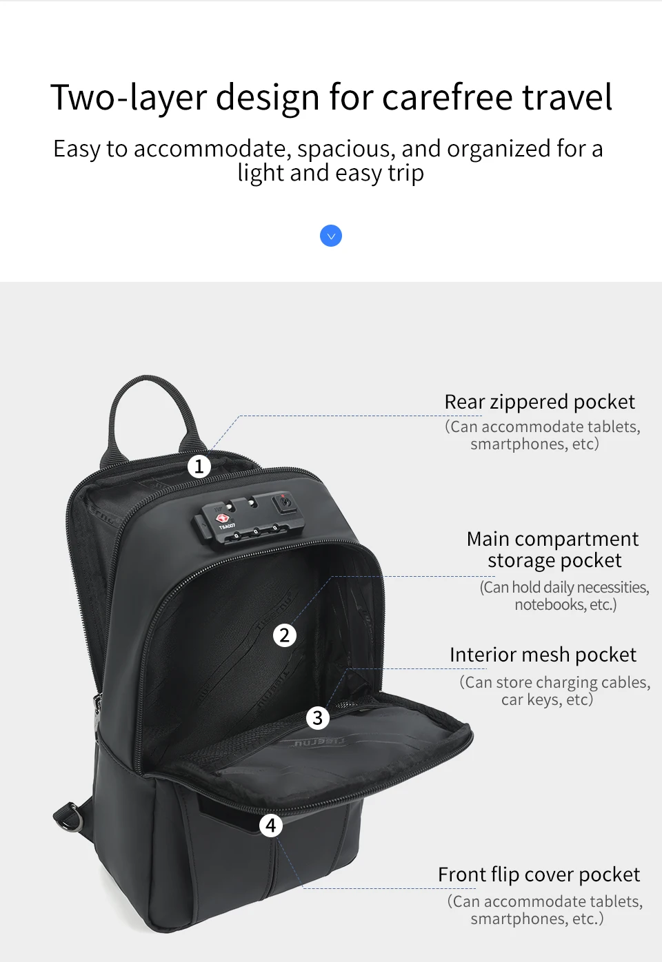Tigernu Brusttasche für Herren, 9,7 Zoll, IPad-Tasche, koreanischer Stil, Umhängetasche, wasserdichte Umhängetasche, Anti-Diebstahl-Tasche für Herren, TSA – Detail 10