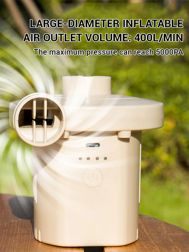 Bomba de aire portátil de 2000mAh, bomba eléctrica inalámbrica recargable por USB para inflar y desinflar para flotadores de piscina, bolsas de almacenamiento al vacío para cama de aire