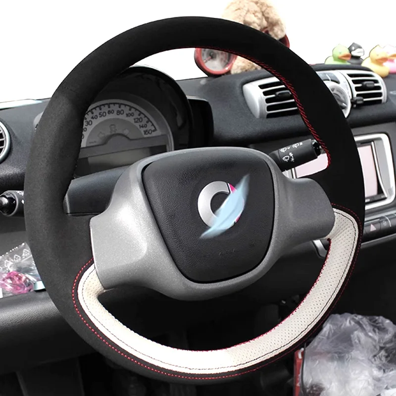 

Индивидуальный чехол на руль с полным покрытием, аксессуар для Smart Fortwo, белый кожаный интерьерный умный аксессуар