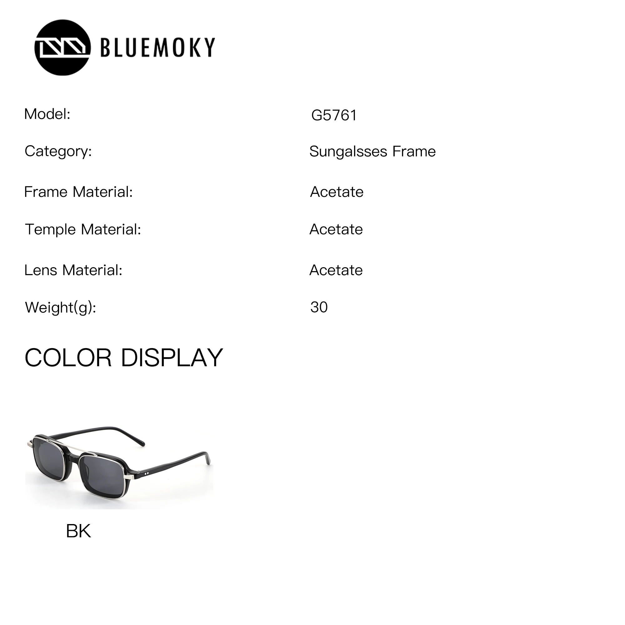 BLUEMOKY Rectangle Acetate Clip on Prescription Sunglasses Magnetic Polarized UV400 Sun Glasses Men's Medical Optical Eyewear