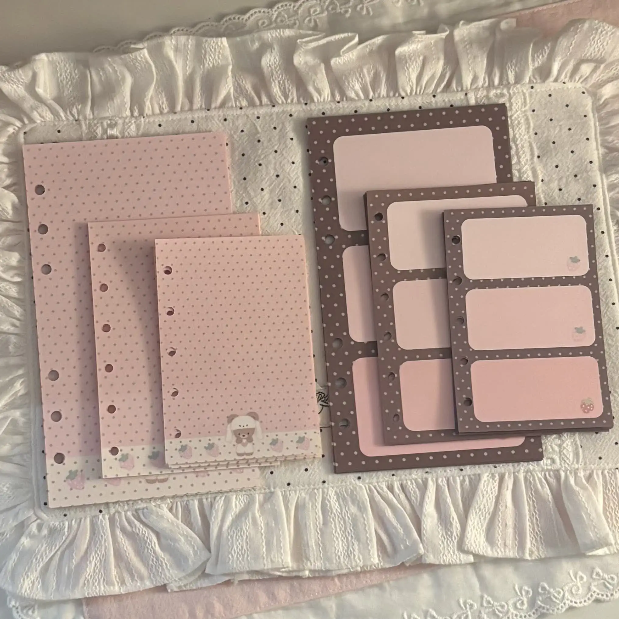 Strawberry 40 Sheets (2 Designsx 20pcs) M5/A7/A6 Personal Refill Paper Planner Inserts Journal Pages for Ring Binder Notebook