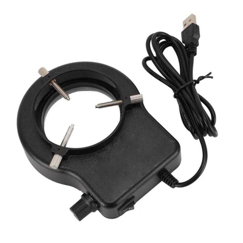 LED Microscope Ring Light 144 LEDs 4W 6500-7500K 32000-36000LX Adjustable Brightness USB Powered Microscope Lamp