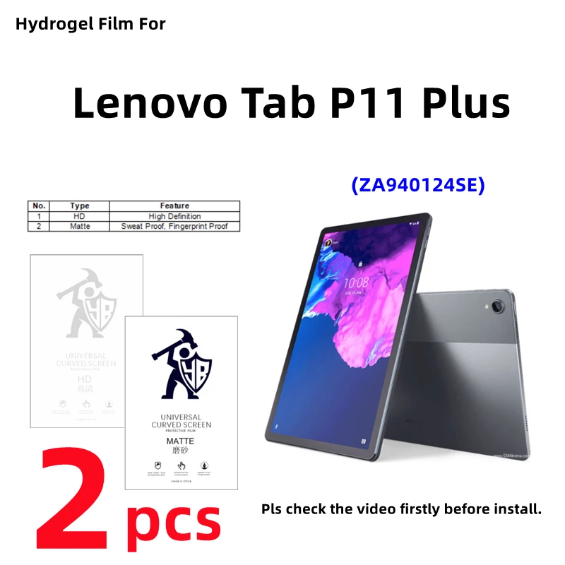 2pcs Matte Tablets Hydrogel Film For Lenovo Tab P11 Plus HD Screen Protector For Lenovo Tab P11+ ZA940124SE Clear Full Cover