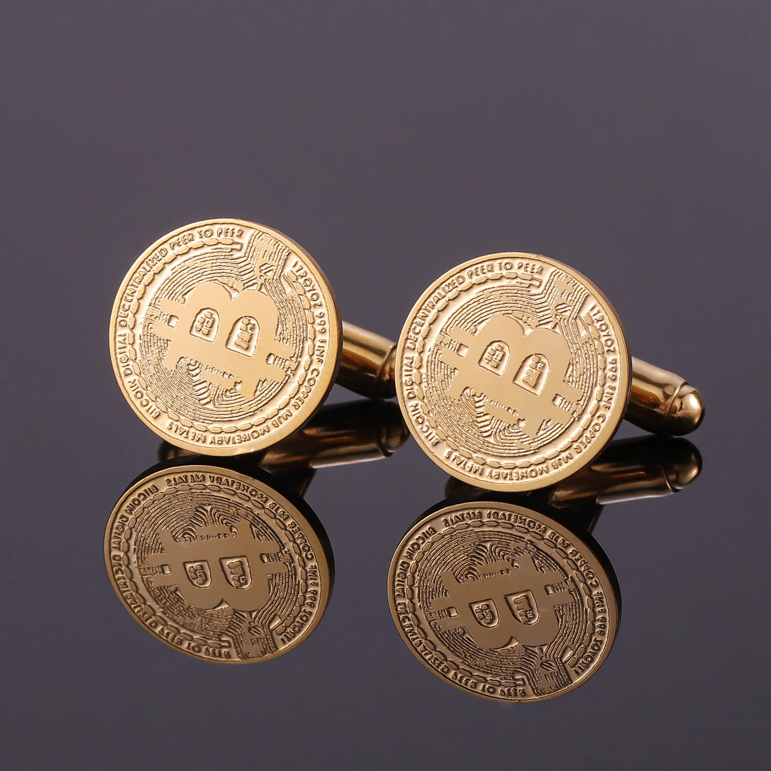 

Bitcoin Cufflinks for Men 316L Stainless Steel Custom Business Cuff Links Hypoallergenic Crypto Enthusiast Gift Birthday