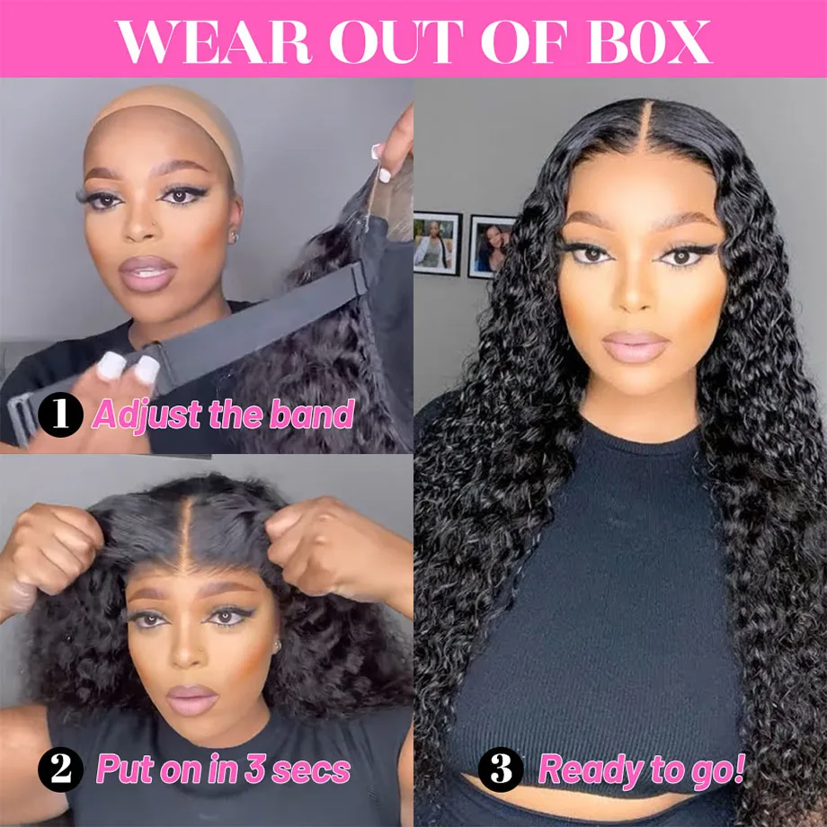 Wigs Ready To Wear Precut 5x5 HD Lace Closure Wig Curly Human Hair Wigs Deep Wave Water Wave Brazilian Wigs On Sale Cheap Choice