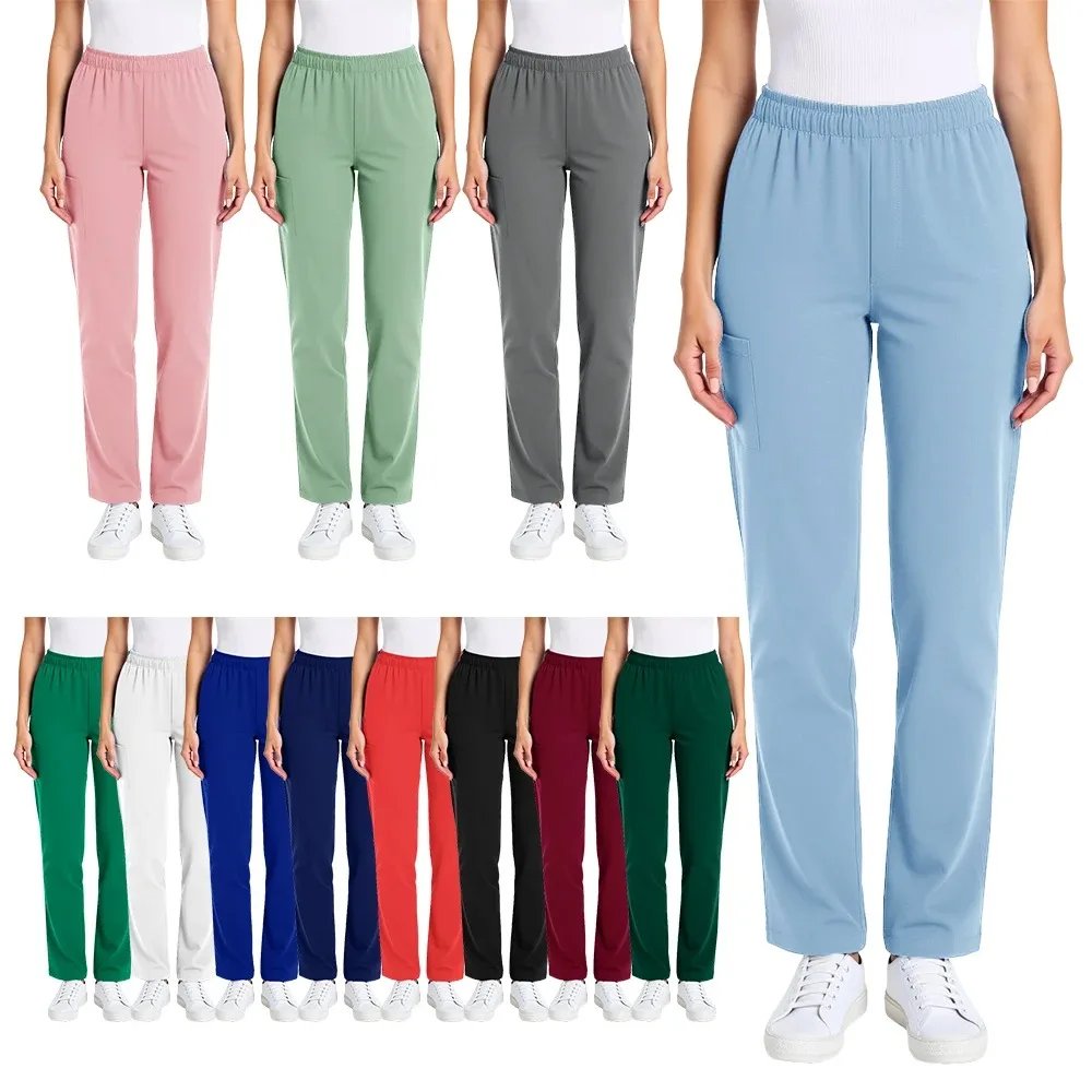 

Свободные брюки для медсестер для женщин на все сезоны Медицинские рабочие брюки Розовые брюки Синие белые брюки доктора Большой размер Эластичная подошва