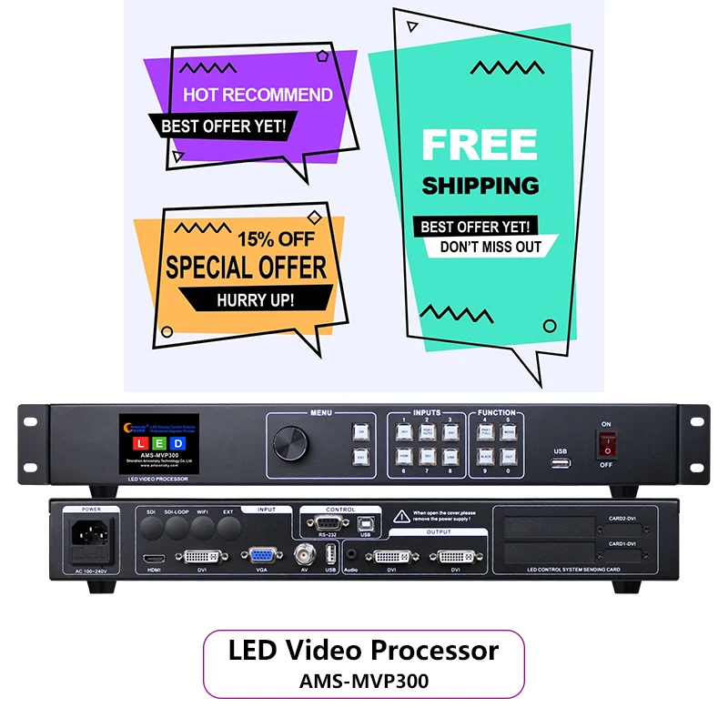 LED Video Processor Amoonsky MVP300 Support Novastar Linsn Huidu System like VDWALL LVP300 LVP100U LED Screen Processor