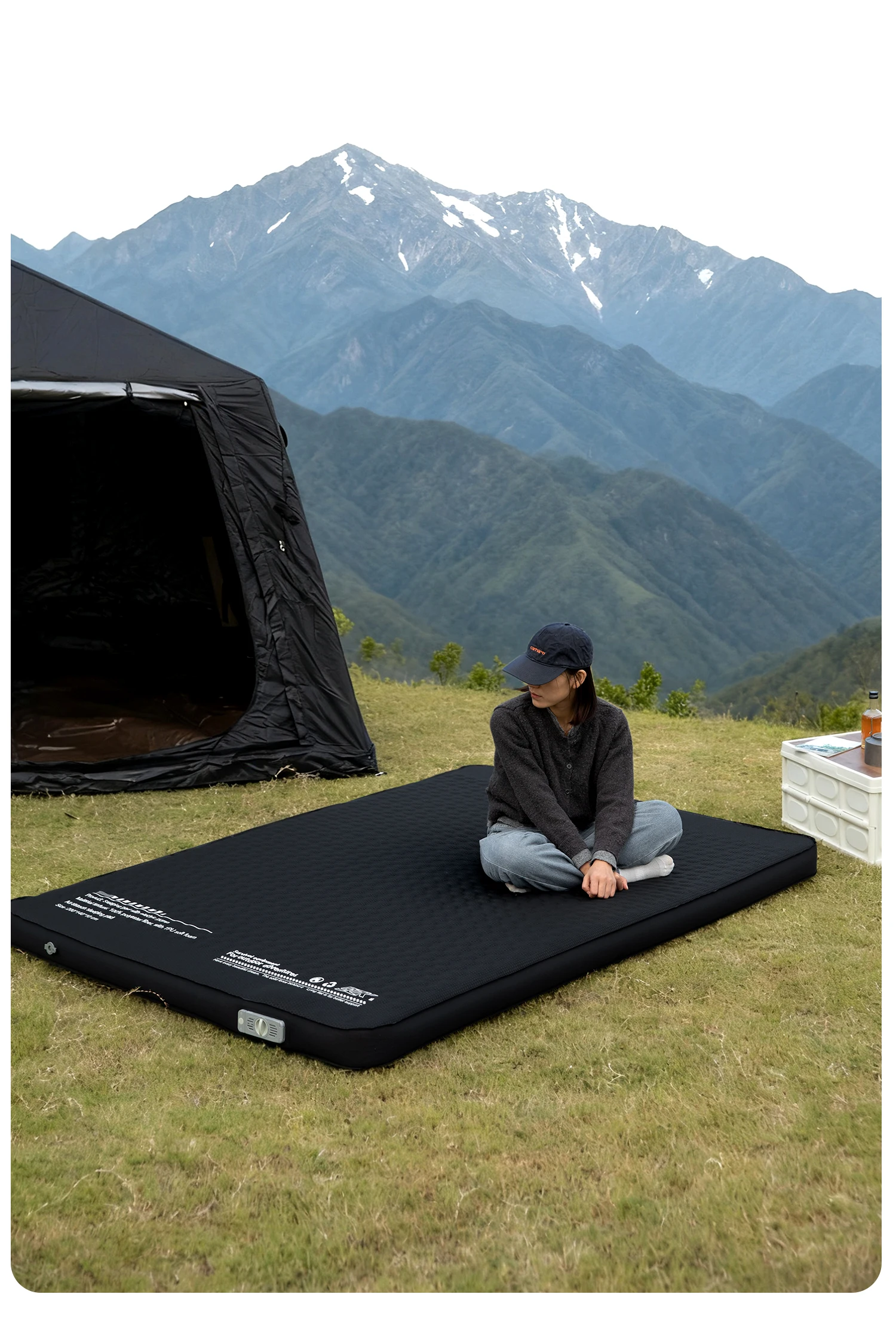 Neue, verdickte Schaumstoffmatte, tragbare Outdoor-Matratze, mit integrierter Luftpumpe zum Aufblasen und Ablassen von Luft, selbstaufblasende Matratze – Detail 13
