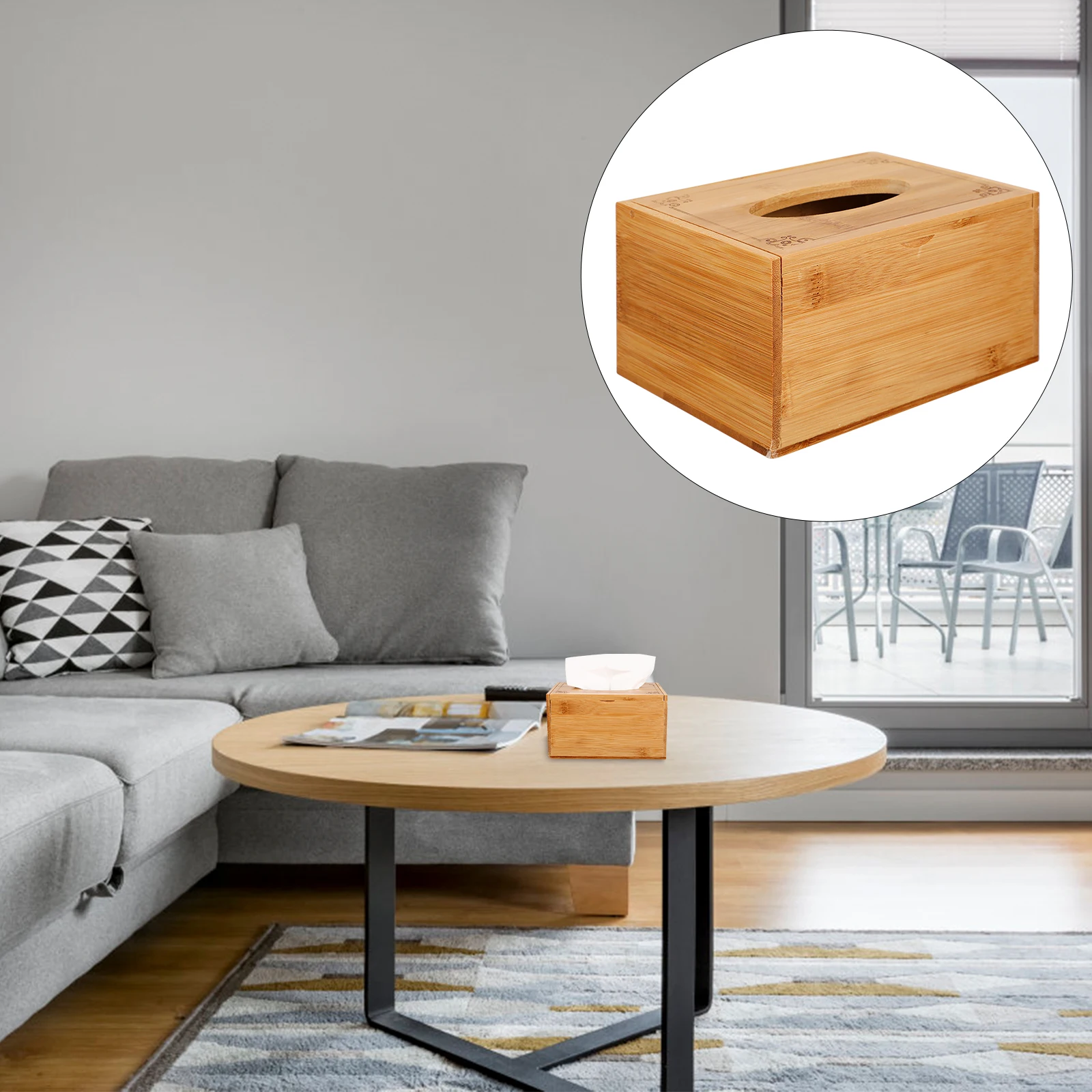 

1 pc Bamboo Wood Tissue Box White Rectangular Practical Napkin Holder Decorative Storage Container Household Creative Towel Case