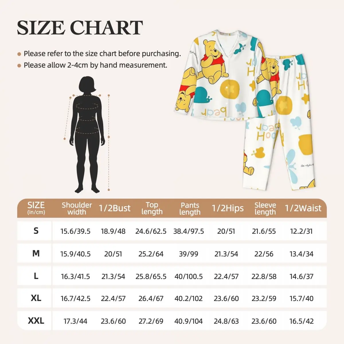 Pooh Bear Damen-Pyjama, 2-teiliges Set, Loungewear-Pyjama für Damen