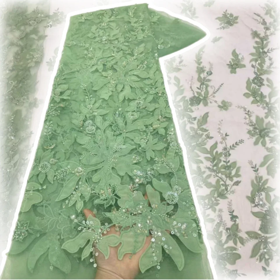

Нигерийская свадебная высококачественная африканская кружевная ткань с блестками, вышивка бисером, французский тюль для жениха, кружевная ткань для свадьбы, 5 лет, TP1488