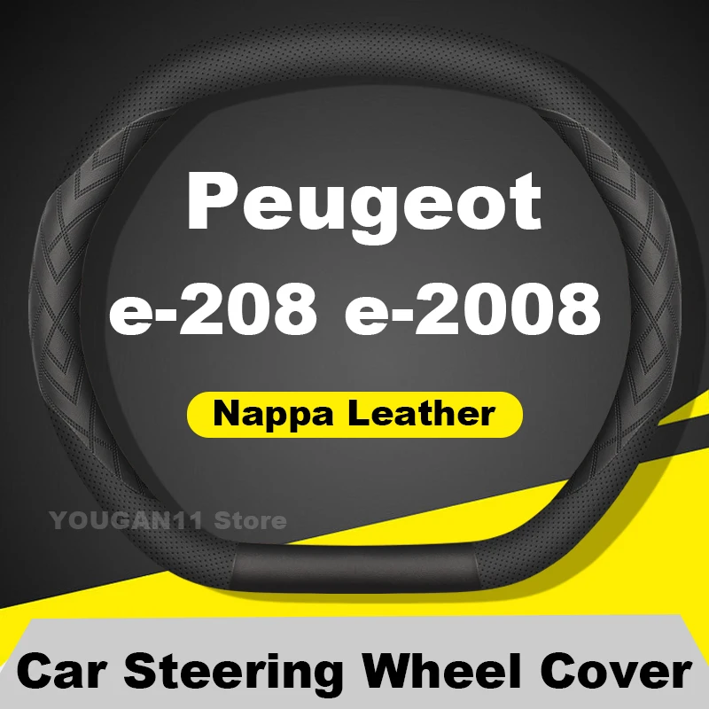 

Car Steering Wheel Cover For Peugeot e-208 e-2008 2020-2024 Auto Leather Steering Wheel Peugeot Interior Accessories