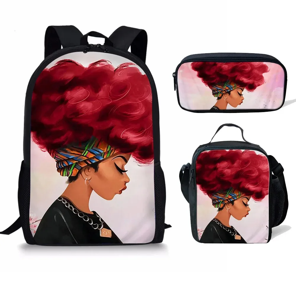 

3D Print school bags for student,laptop backpack,backpack,lunch box,pencil case,popular harajuku,african girls,new,3pcs,set