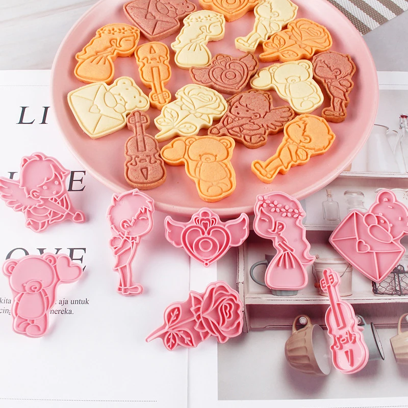 

Wedding Press Cookie Mold 3D Plastic Baking Cookie Mold 3D Compression Cake Mold Seal Valentine's Day Gift Cooking Tool Kitchen