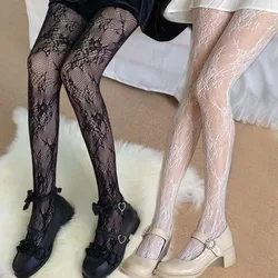 Sexy Lace Mesh Stockings Bottomed Pantyhose Classic Lolita Hollowed Fishnet Women's Netting Gothic Punk Retro Spider Web Tights