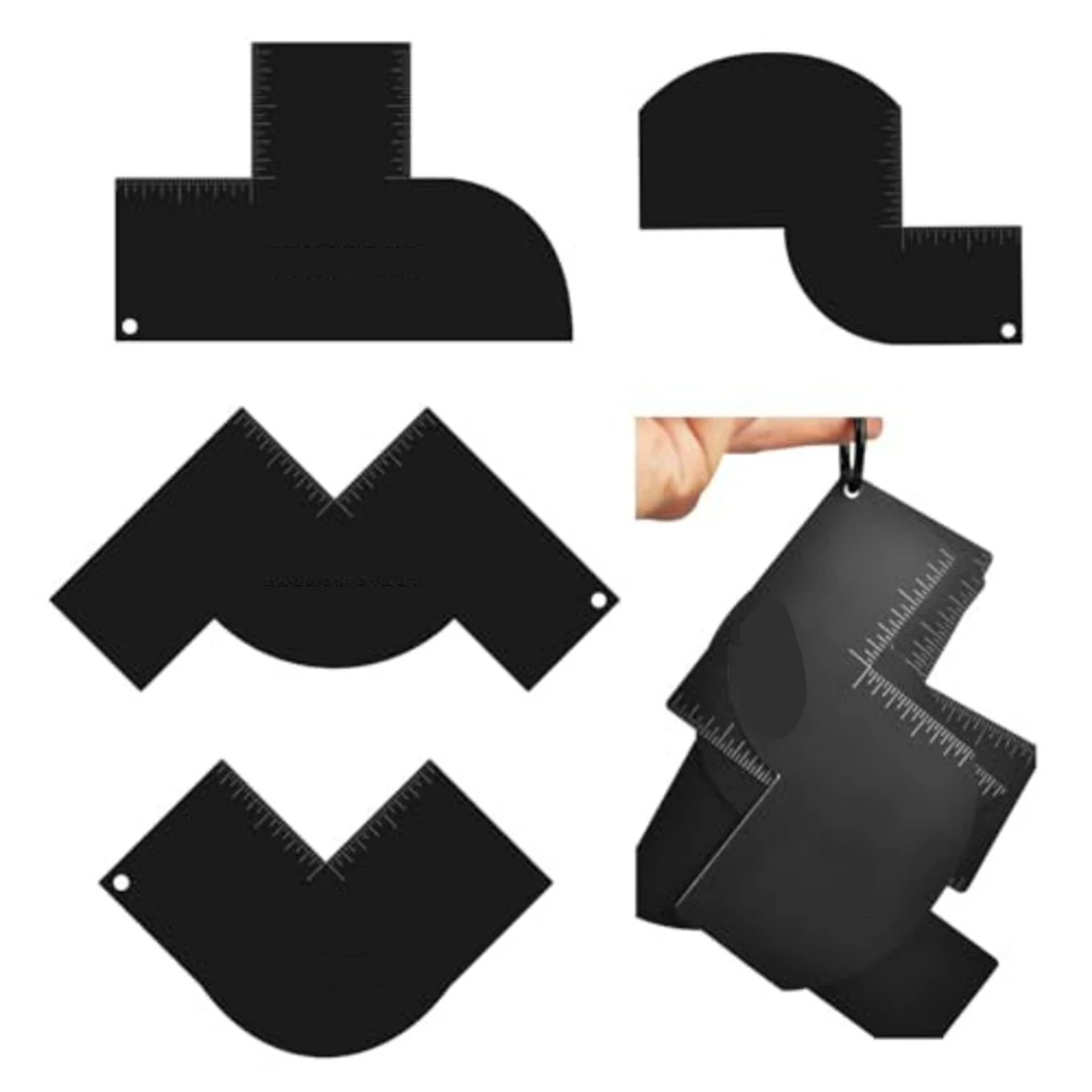 Reusable  Enhancement Barber Card Easy to Clean with Measurement Indicators Beard Line Up Tool Black Hairline Maker