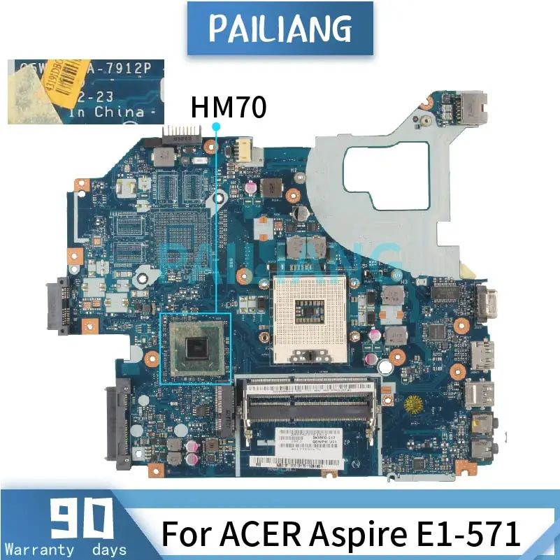 

New LA-7912P For ACER Aspire V3-571 V3-531 SJTNV Mainboard HM70 DDR3 Laptop motherboard Only supports Pentium and Celeron CPU