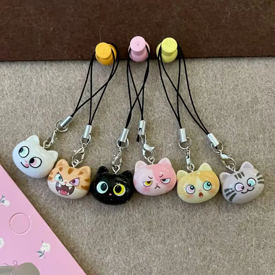 Cute cat resin pendant, suitable for phone bracelets and phone decorations, adorable phone charm, soft and cute phone pendant, perfect for gifting to girlfriends and couples, can be used as decoration for phones, cameras, and backpacks