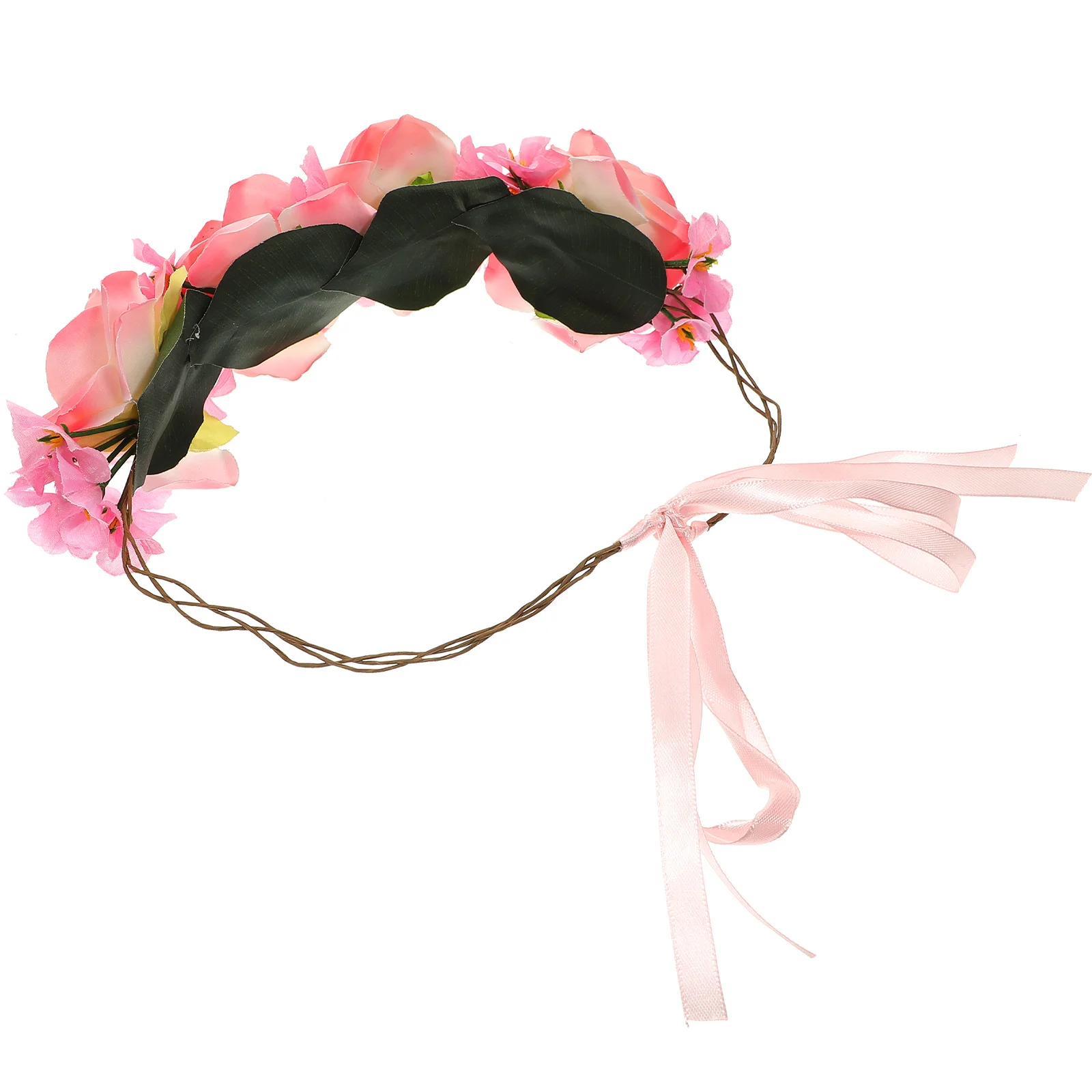 

Fake Pink Rose Wreath Wreaths Flower Hair Bands for Wedding Crown Headbands