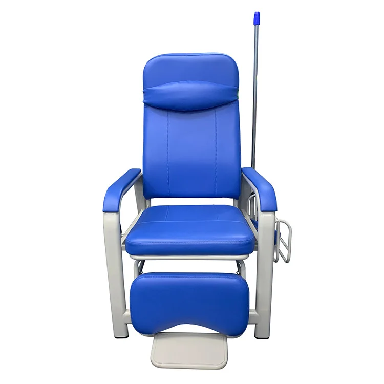 2022 new design hospital medical patient transfusion chair with transfusion pole reclining nursing chair