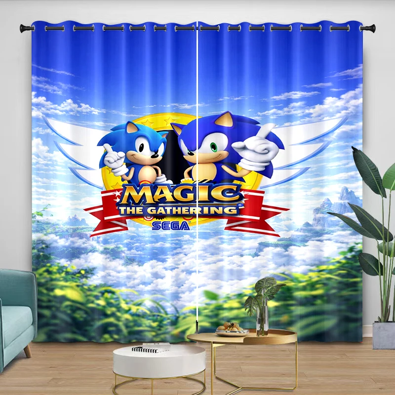 Curtains sonic Cartoon Protect from light Thread the rod through suitable for bedrooms and living rooms, comfortable beautiful view 4
