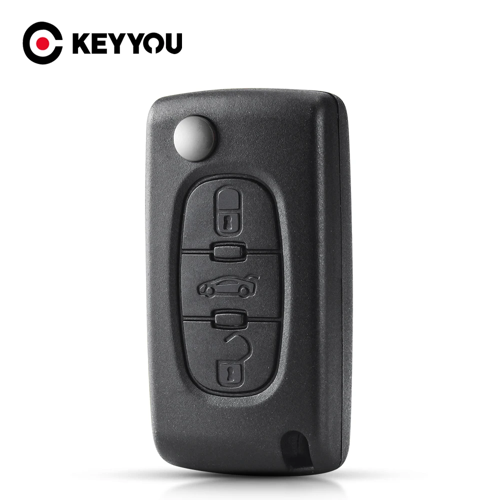 KEYYOU 3 Buttons Remote Car Key Shell Case Fob For Peugeot 207 208 307 308 408 Partner HU83 Blade CE0536