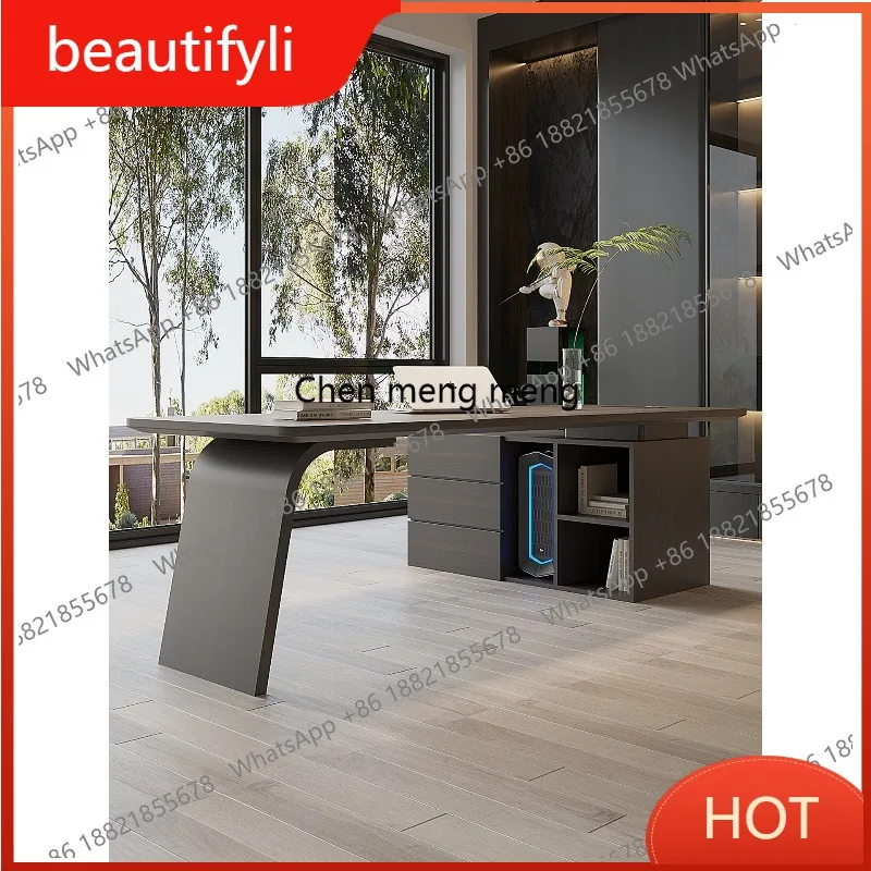 

A139 Italian minimalist light luxury solid wood desk, high-end living room with side cabinets, boss office computer desk
