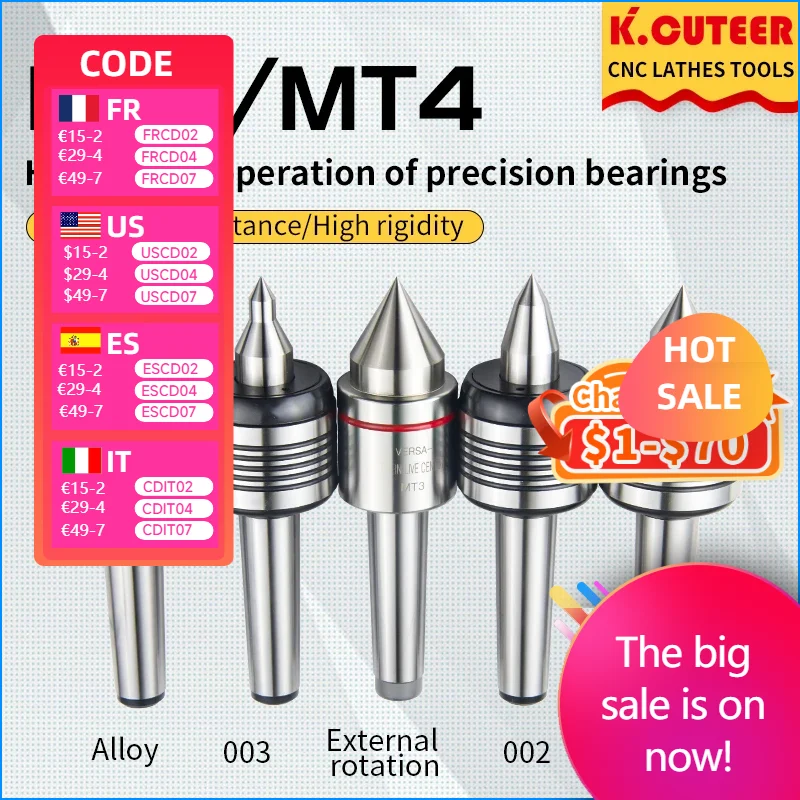 Centre de Rotation Externe pour Tour Révoltable, Haute Précision, Standard, Alliage, Diamètre, MT3, MT4
