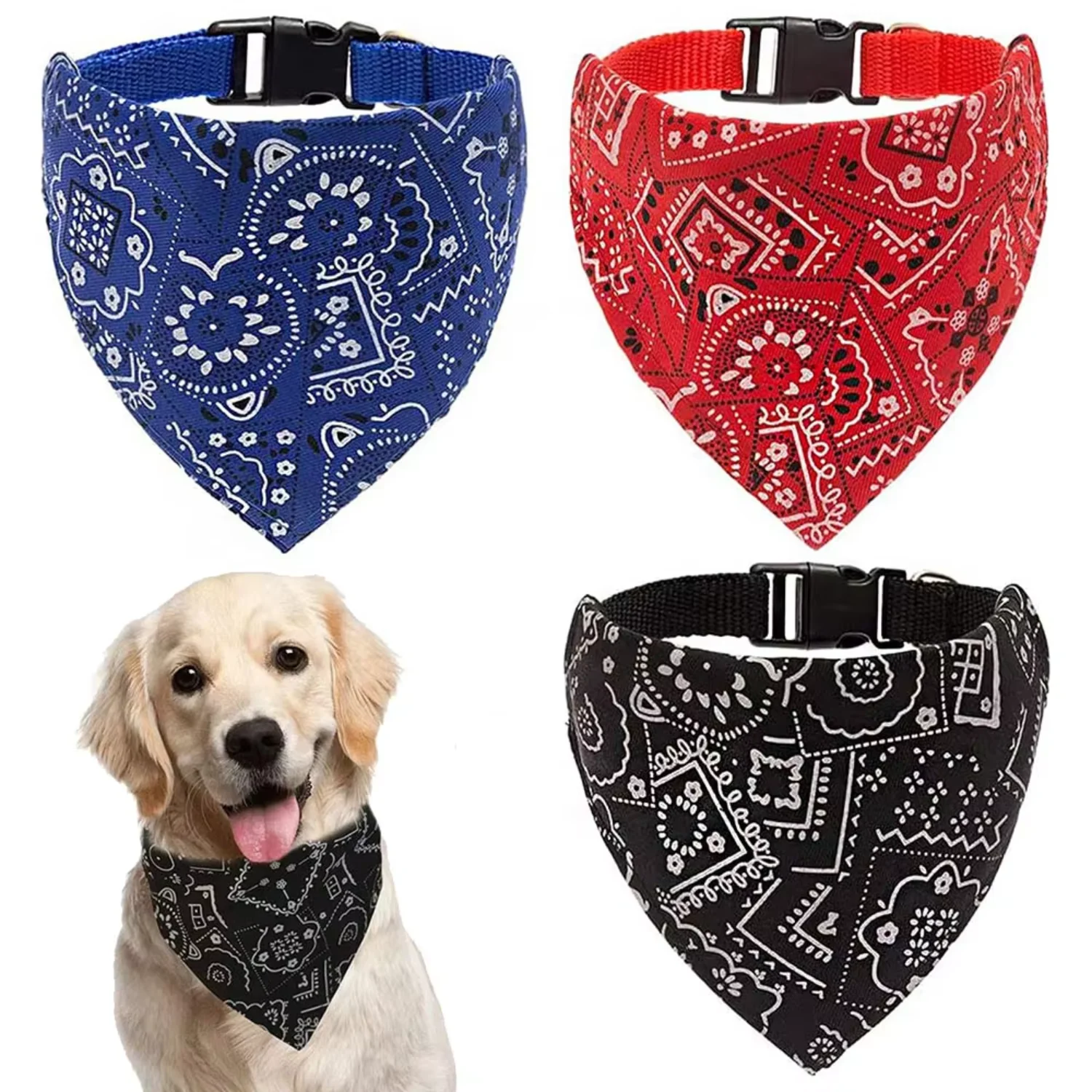 Dog collar bdana scarf collar, adjustable dog bdana collar, Puppy Cat neckline, small medium size