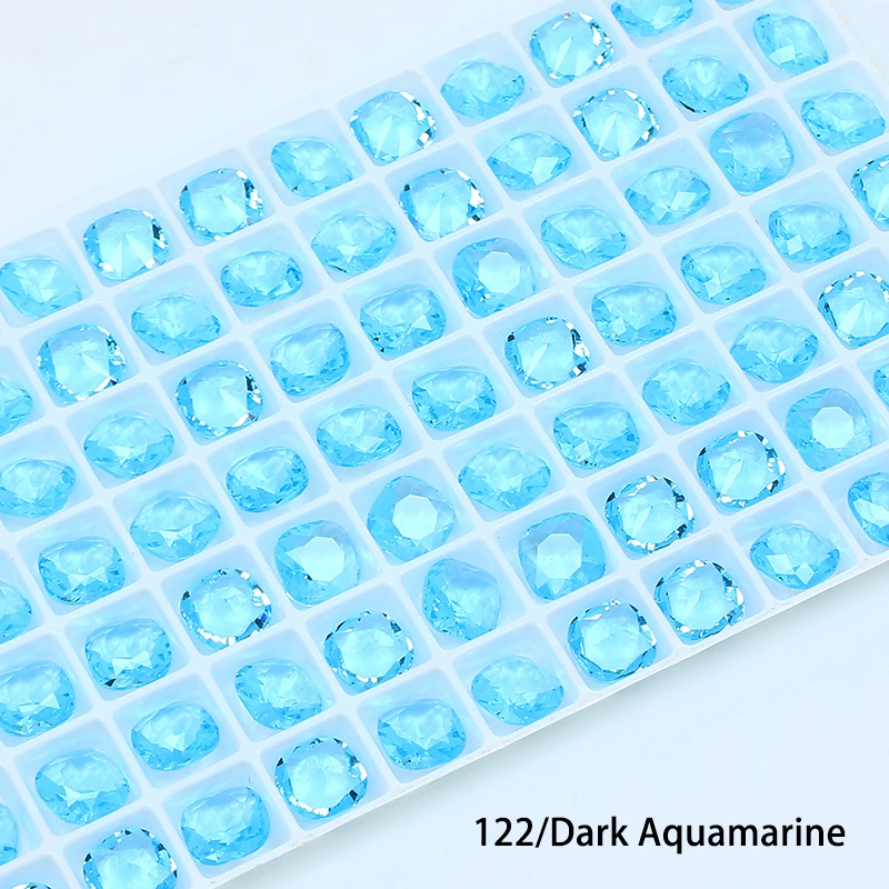 8MM 20PCS/Pack Fat Square Transparent Crystal Decoration for women\'s Clothing and Beads for Needlework DIY