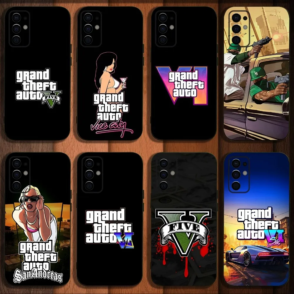 Game G-GTA 5 6 Vice City Phone Case For Samsung S24,S21,S22,S23,S30,Ultra,S20,Plus,Fe,Lite,Note,10,9,5G Black Soft Cover