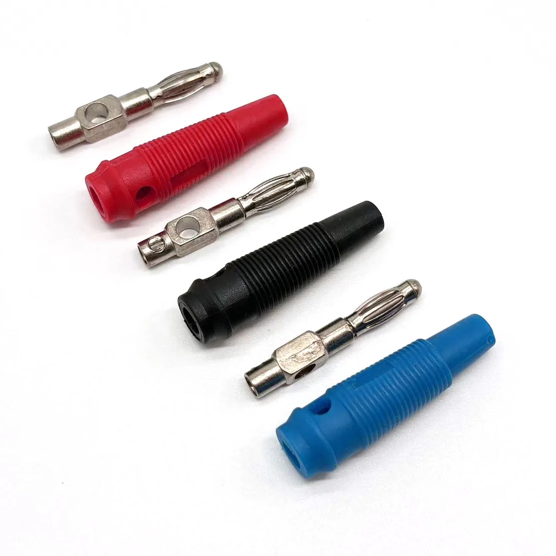 5-10Pcs Red Black Blue 4mm Solderless Side Stackable Banana Plug Plugs Connector Solderless Video Musical Speaker